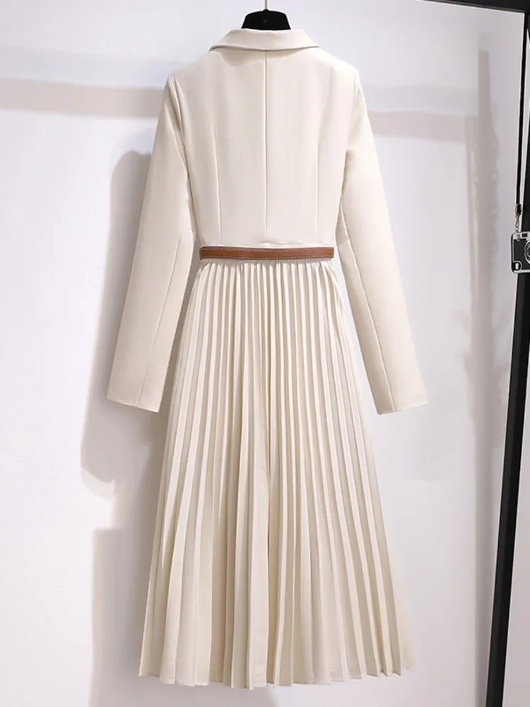 Lily | Midi Dress Belted Blazer Style Pleated