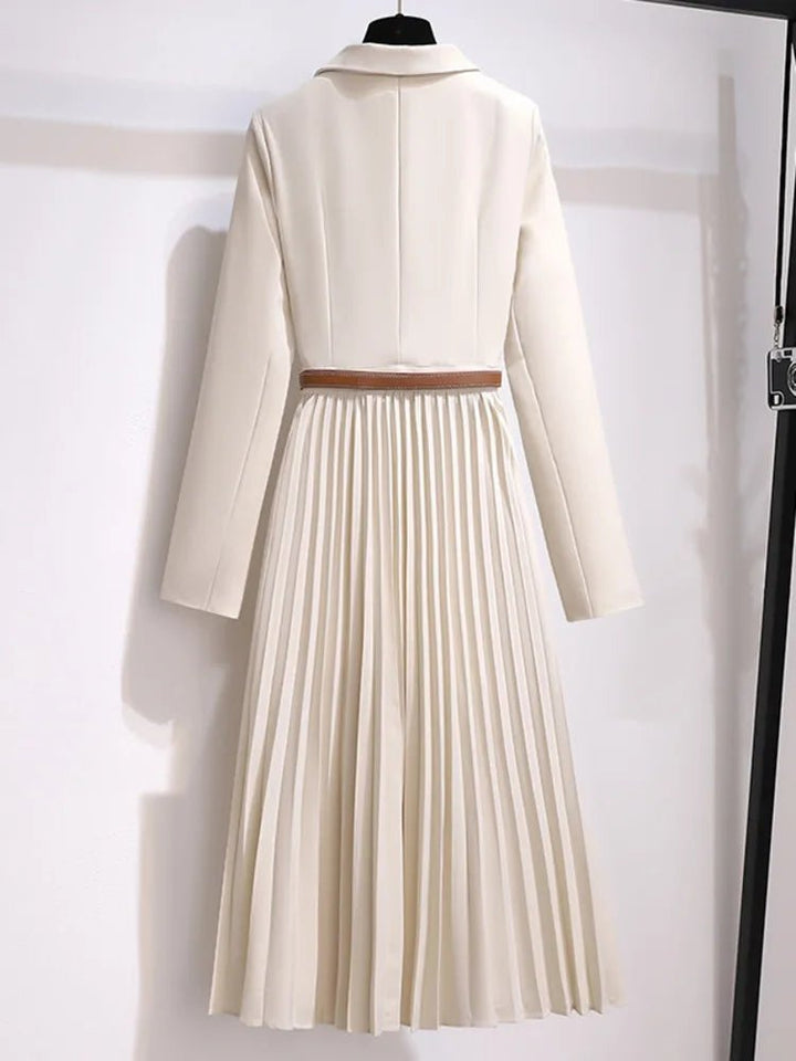 Lily | Midi Dress Belted Blazer Style Pleated