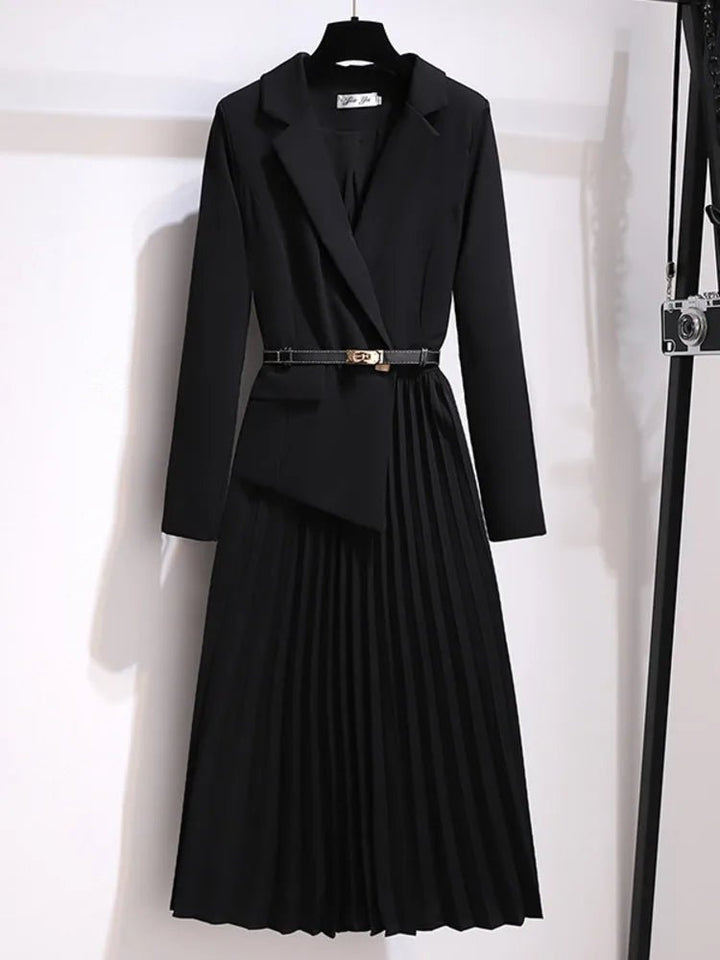 Lily | Midi Dress Belted Blazer Style Pleated
