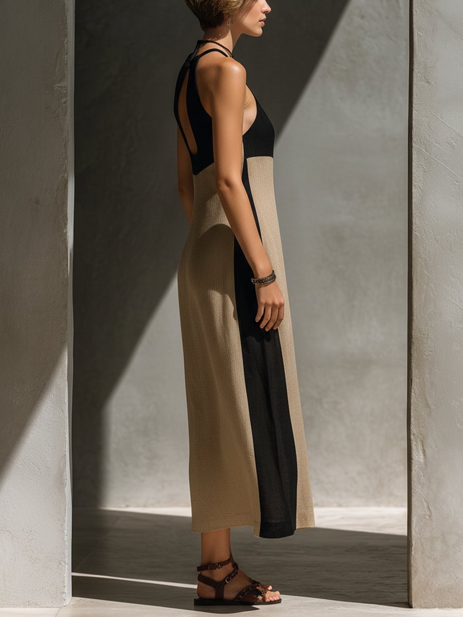 Sophie | Midi Dress Halter Neck Keyhole Cutout Cotton Blend