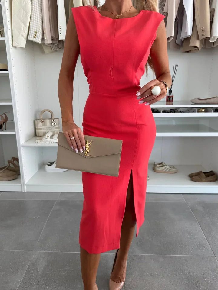 Scarlett | Midi Dress Sleeveless Figure Enhancing Front Slit