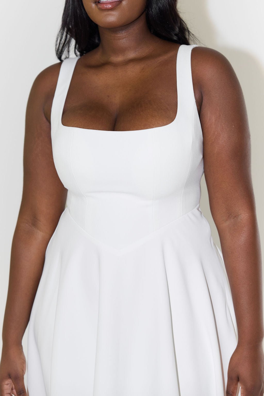 Lily | Midi Dress Square Neck A-Line Pleated Sleeveless