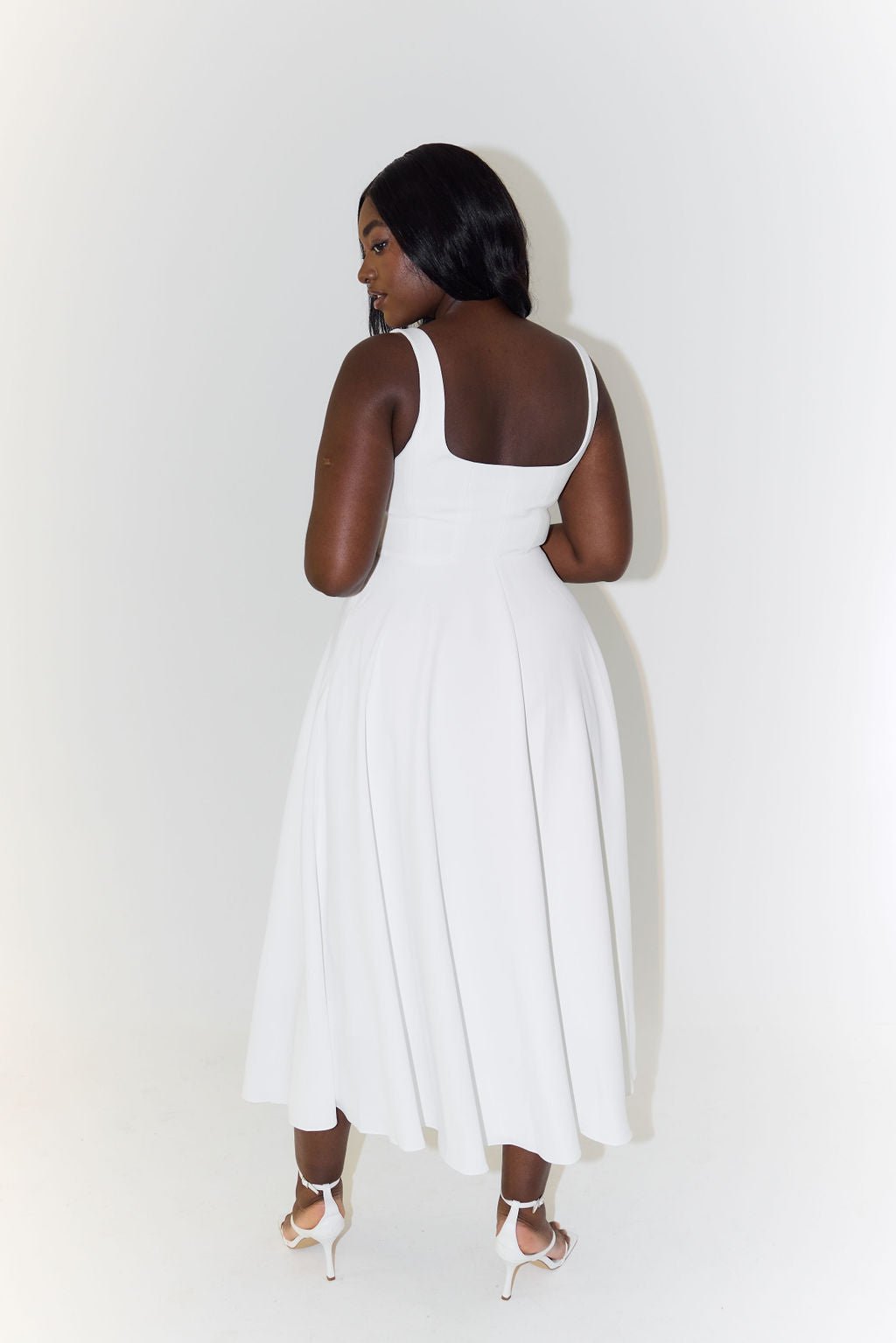 Lily | Midi Dress Square Neck A-Line Pleated Sleeveless
