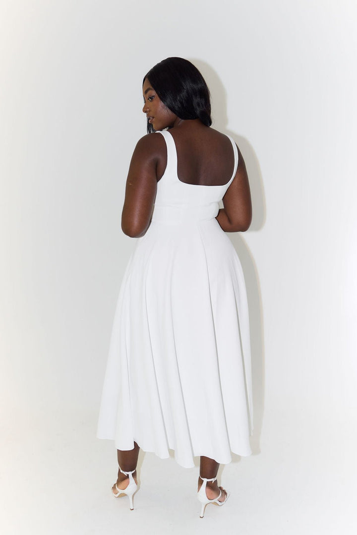Lily | Midi Dress Square Neck A-Line Pleated Sleeveless