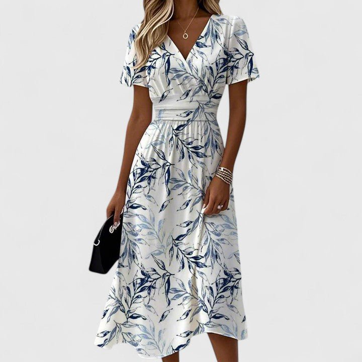 Freya | Midi Wrap Dress V-Neck Flutter Sleeves Floral