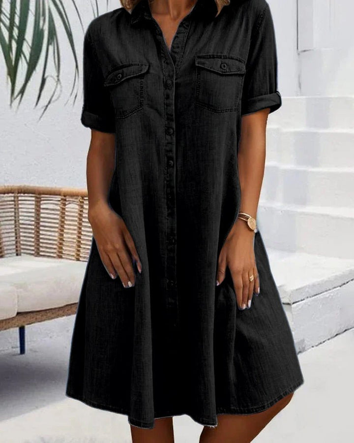 Sophie | Plus Size Denim Shirt Dress Button-Down Lightweight Casual