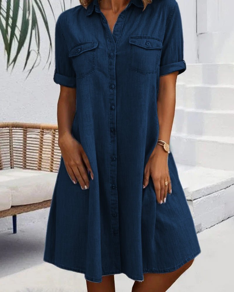 Sophie | Plus Size Denim Shirt Dress Button-Down Lightweight Casual