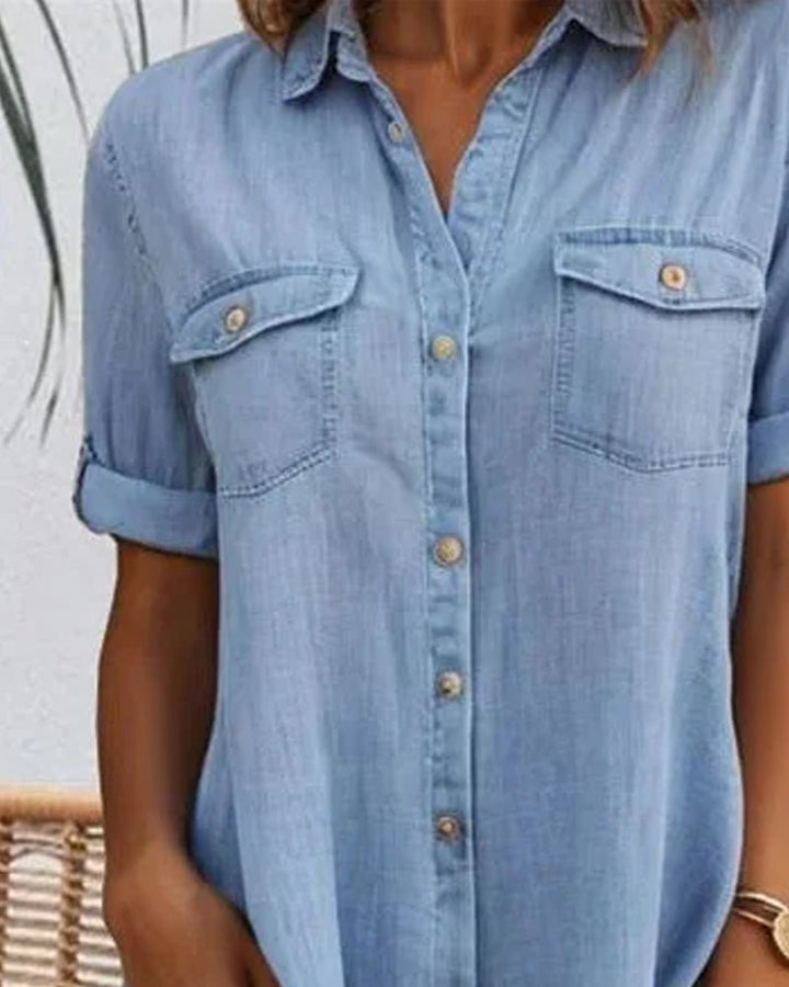 Sophie | Plus Size Denim Shirt Dress Button-Down Lightweight Casual