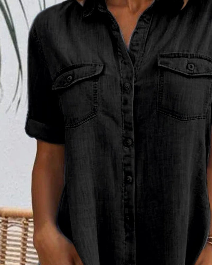 Sophie | Plus Size Denim Shirt Dress Button-Down Lightweight Casual