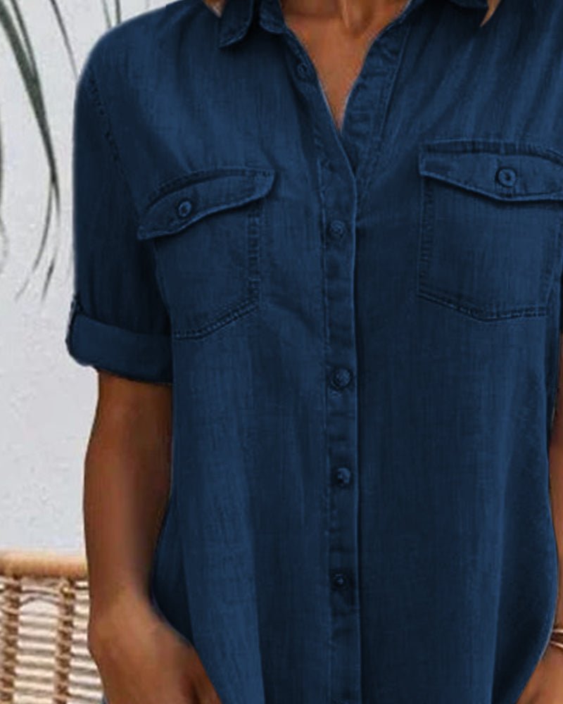 Sophie | Plus Size Denim Shirt Dress Button-Down Lightweight Casual