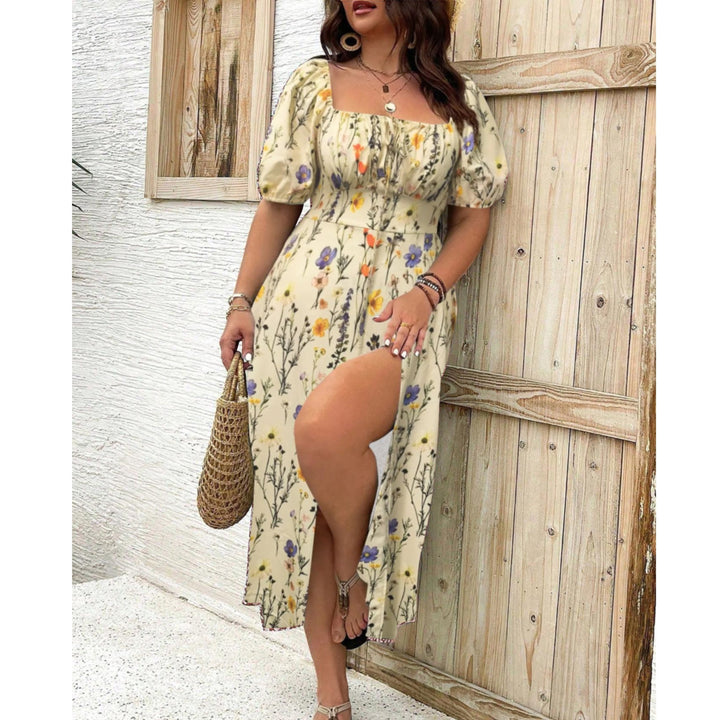 Isla | Plus Size Puff Sleeve Maxi Dress Elegant Flowing Formal