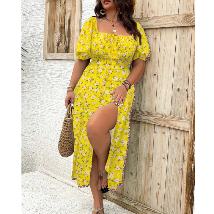 Isla | Plus Size Puff Sleeve Maxi Dress Elegant Flowing Formal