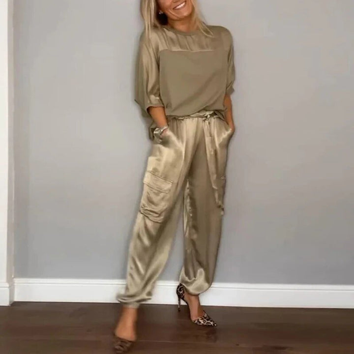 Grace | Plus Size Two Piece Set Utility Cargo Trousers Drawstring