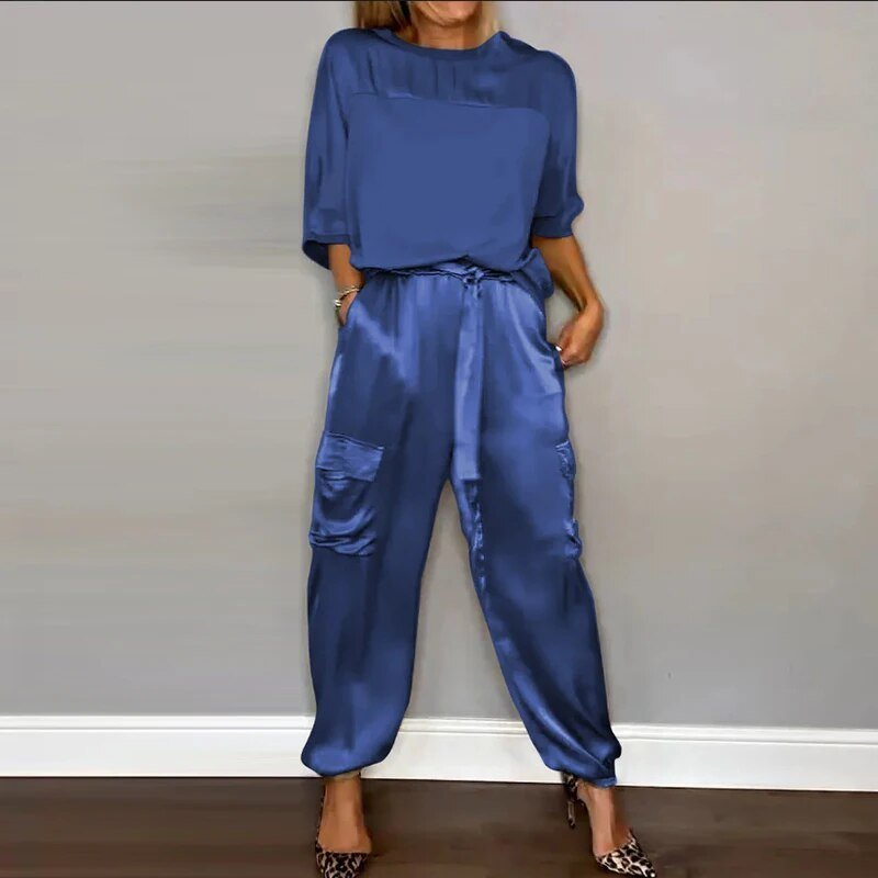 Grace | Plus Size Two Piece Set Utility Cargo Trousers Drawstring