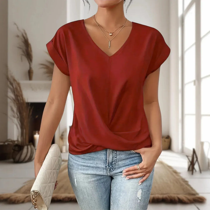 Charlotte | Women Elegant V Neck Twist Hem Blouse