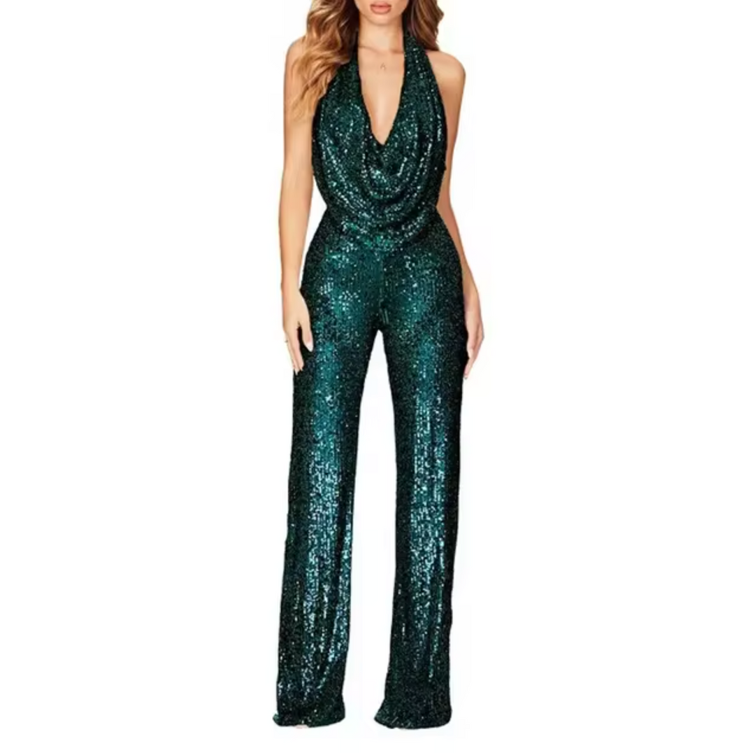 Rachel | Women Sequin Halter Neck Jumpsuit
