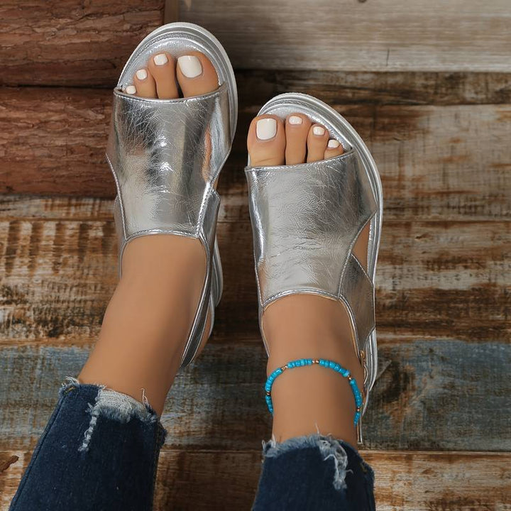 Hannah | Womens Metallic Platform Comfort Sandals