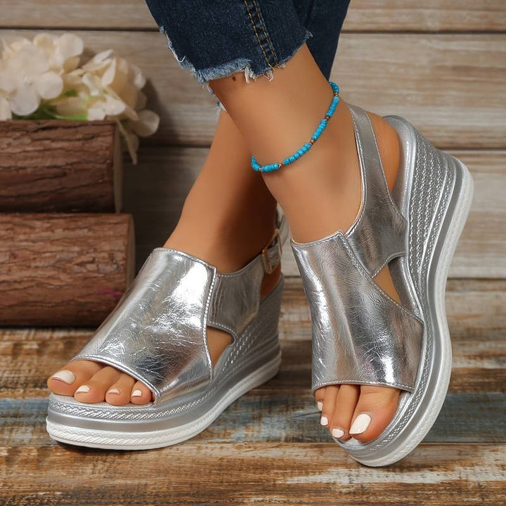Hannah | Womens Metallic Platform Comfort Sandals