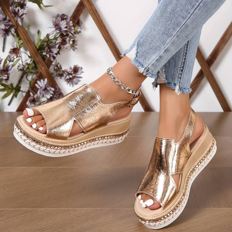 Hannah | Womens Metallic Platform Comfort Sandals