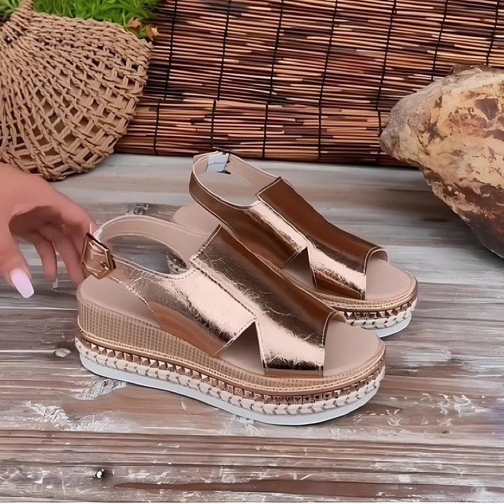 Hannah | Womens Metallic Platform Comfort Sandals