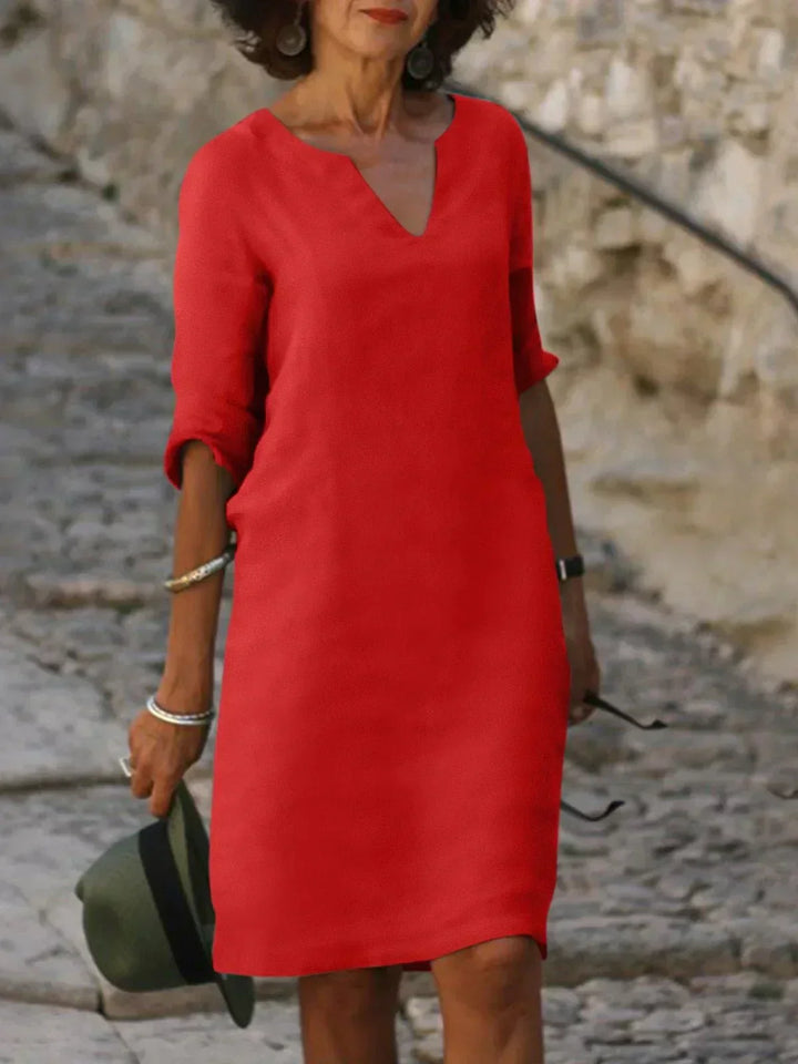 Amelia | Women’s Elegant Notch Neck Midi Dress