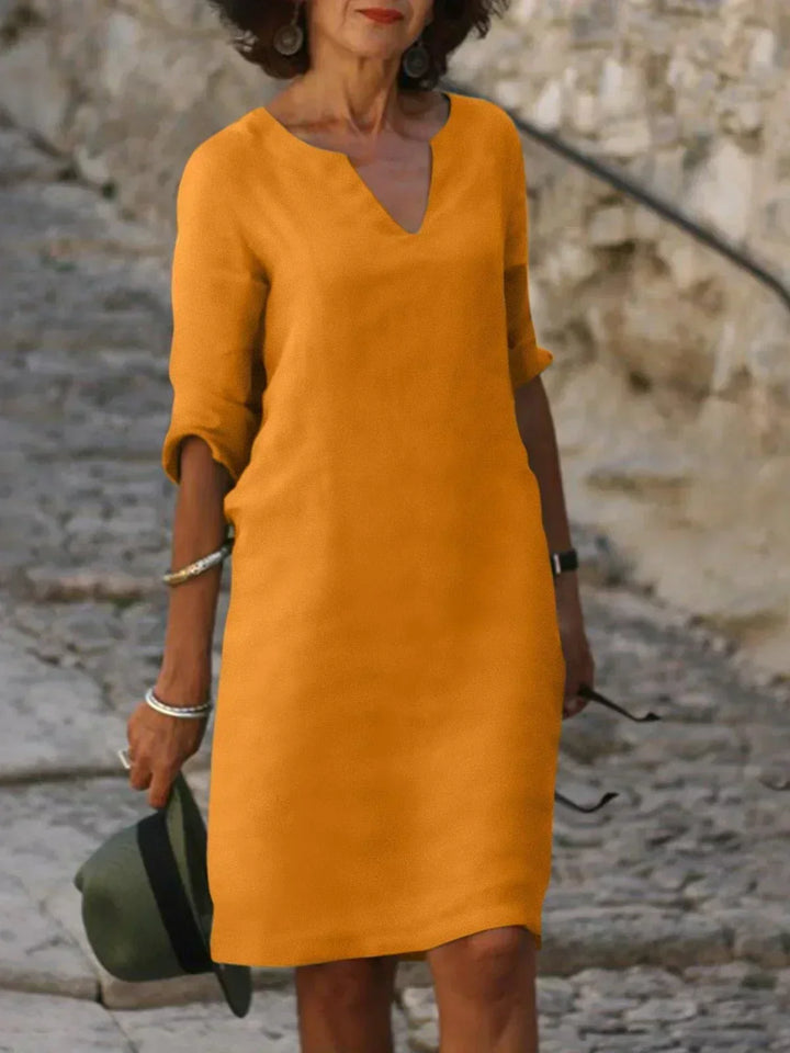 Amelia | Women’s Elegant Notch Neck Midi Dress