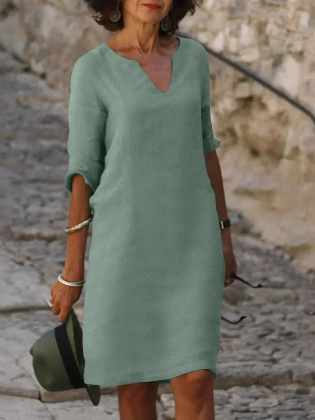 Amelia | Women’s Elegant Notch Neck Midi Dress