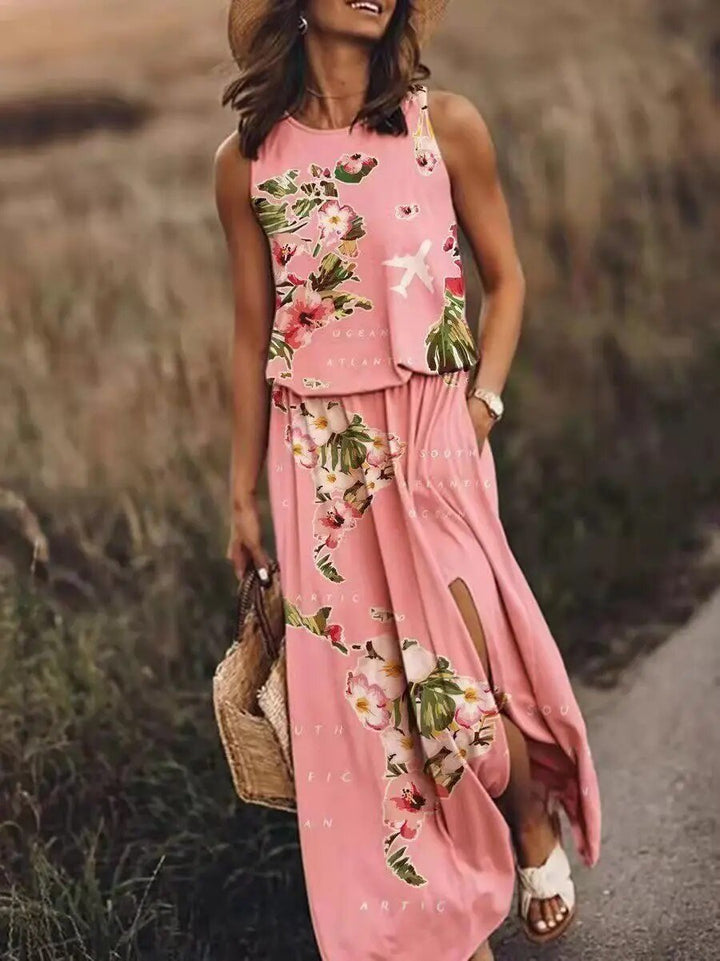 Ava | Sleeveless Maxi Dress Elastic Waist Boho Summer Flowing