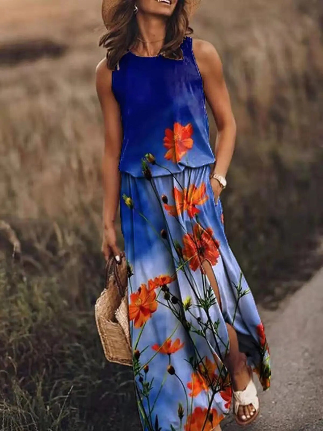 Ava | Sleeveless Maxi Dress Elastic Waist Boho Summer Flowing