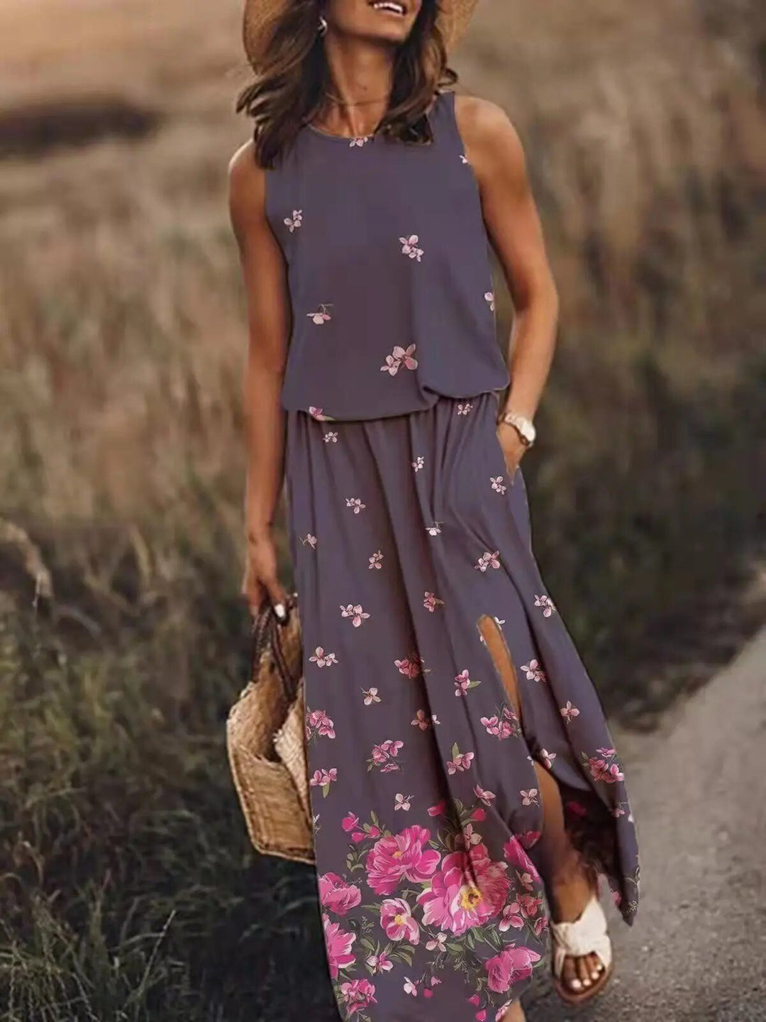 Ava | Sleeveless Maxi Dress Elastic Waist Boho Summer Flowing