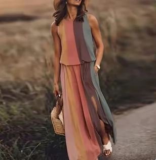 Ava | Sleeveless Maxi Dress Elastic Waist Boho Summer Flowing