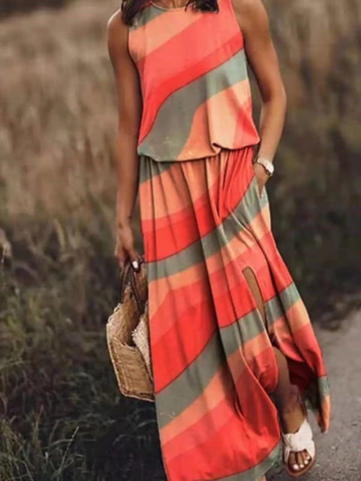 Ava | Sleeveless Maxi Dress Elastic Waist Boho Summer Flowing