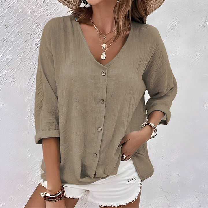 Faith | Women’s Button Front V Neck Casual Top