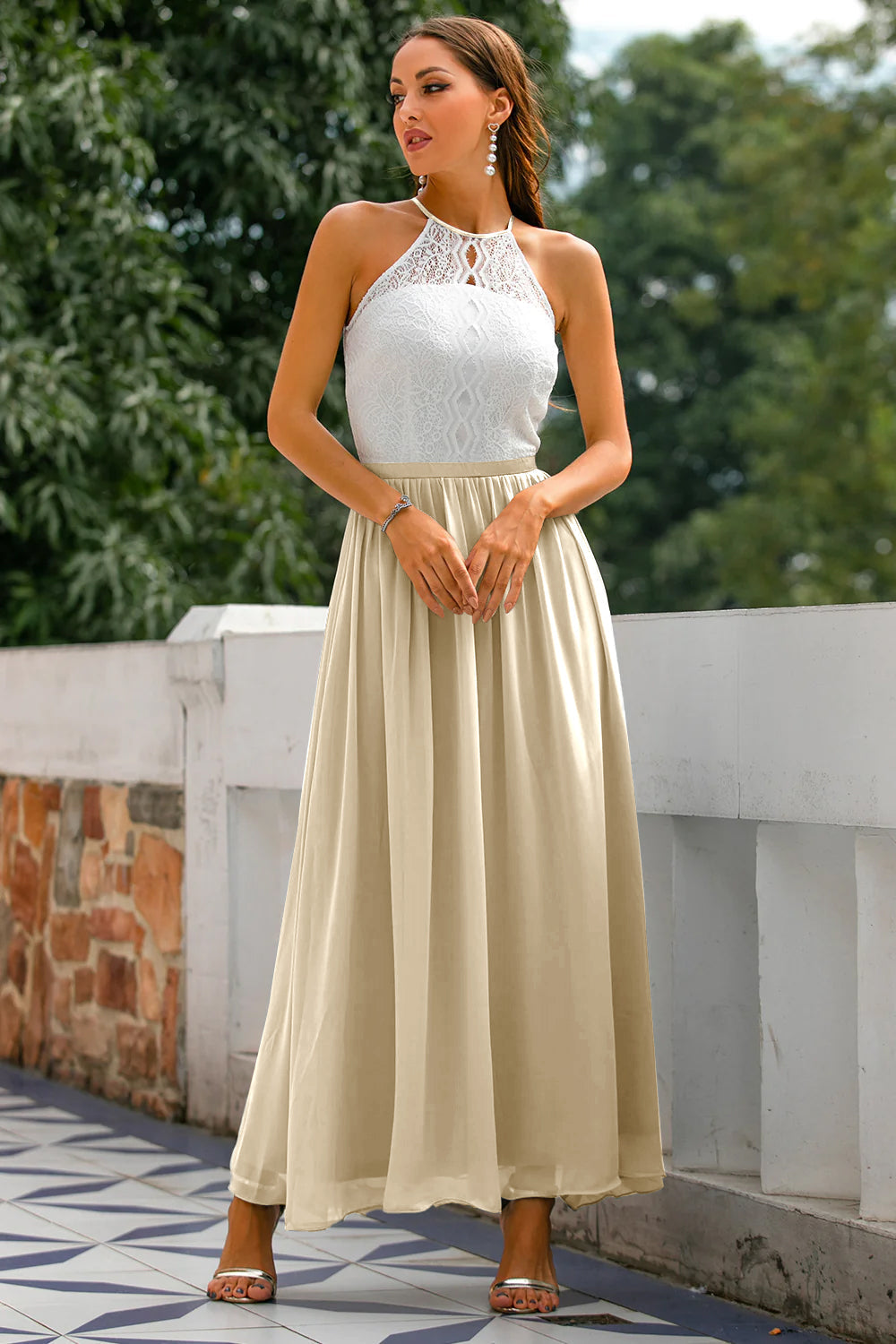 Lauren | Women Wedding Guest Halter Maxi Dress