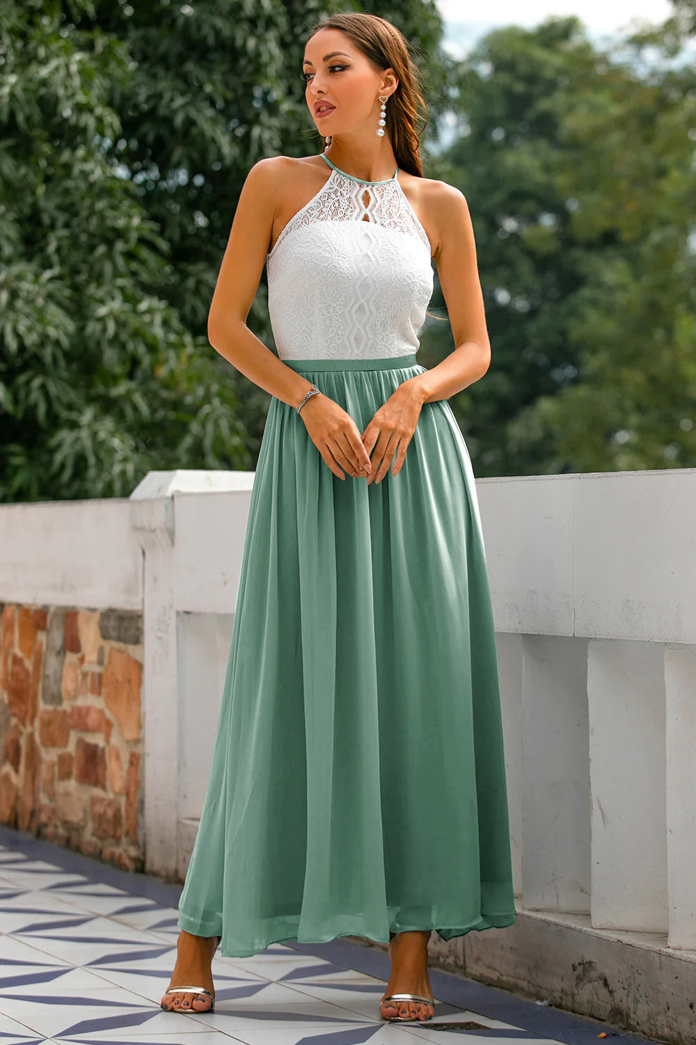 Lauren | Women Wedding Guest Halter Maxi Dress