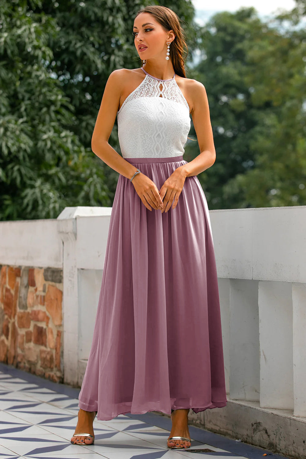 Lauren | Women Wedding Guest Halter Maxi Dress