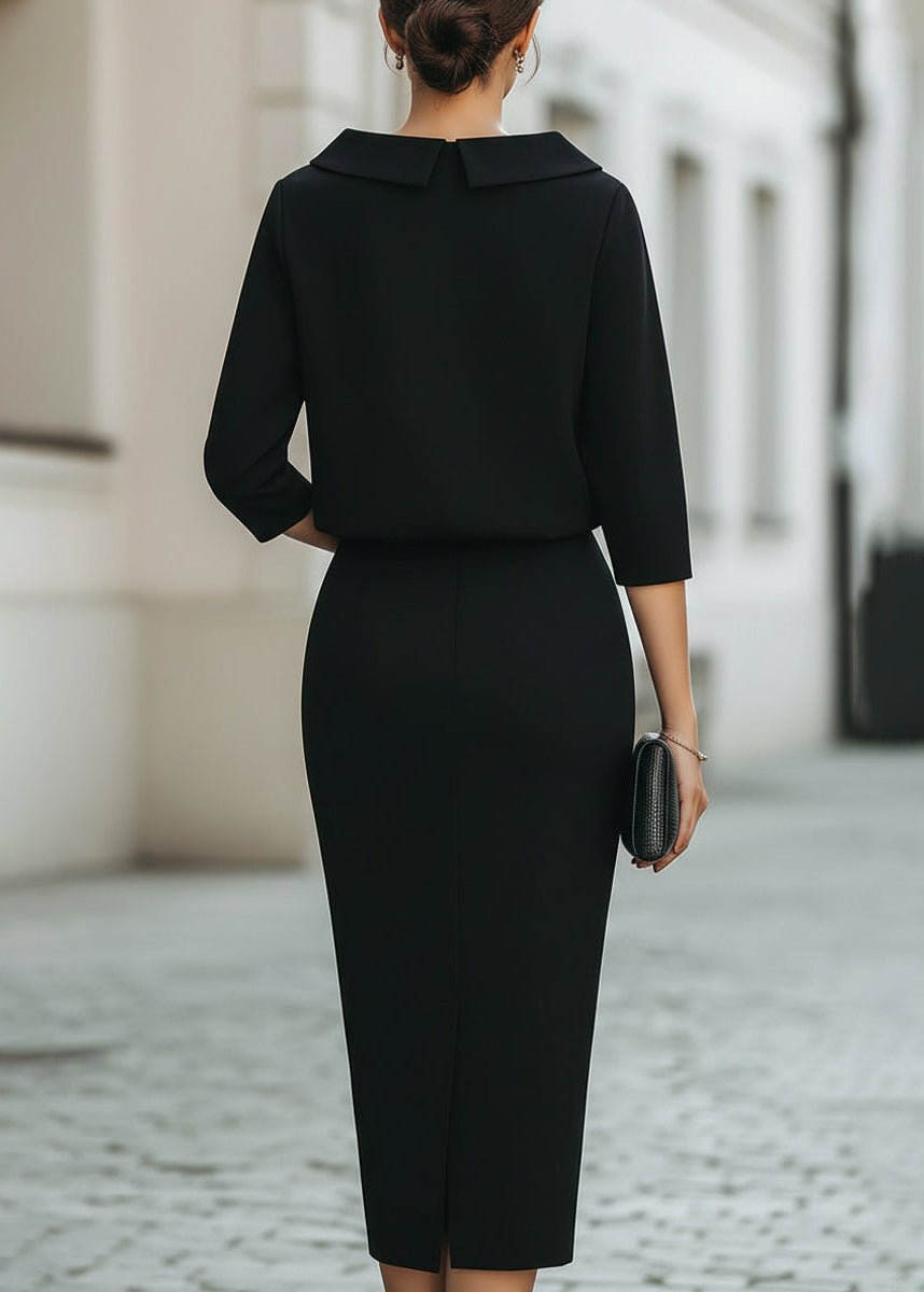 Florence | Two Piece Midi Skirt Set Boat Neck 3/4 Sleeves Crepe