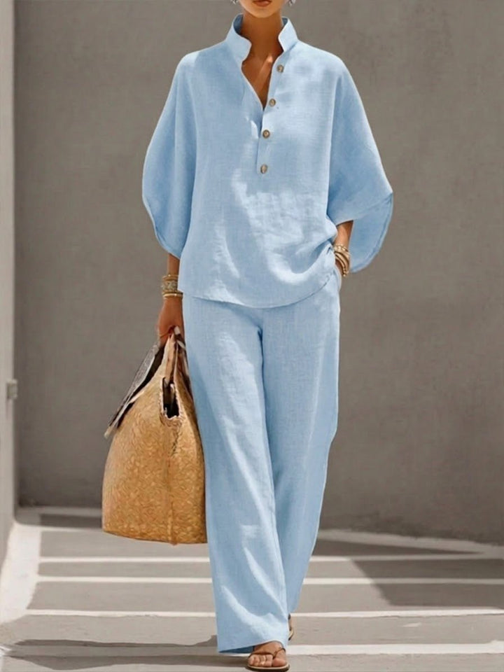 Phoebe | Two Piece Set Batwing Top Wide Leg Trousers Casual