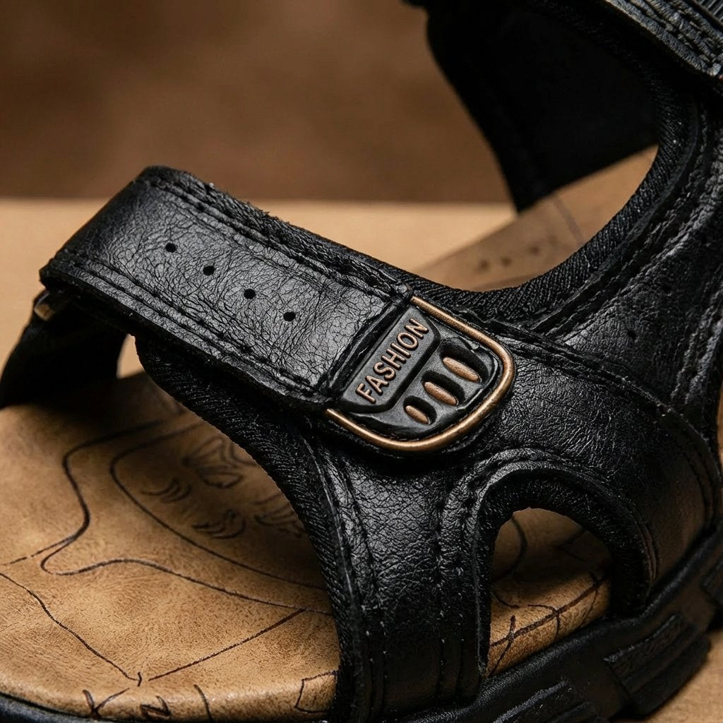 Grace | Unisex Leather-Look Velcro Trek Sandals Aggressive-Grip Sole