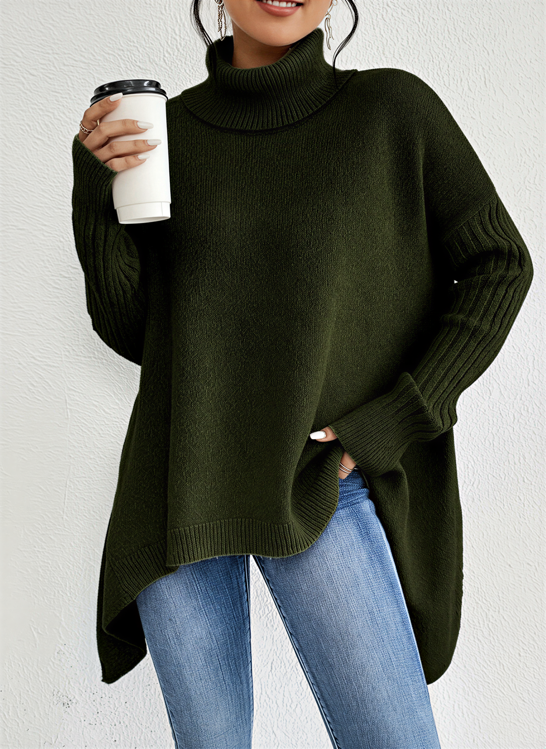 Alice | Women’s Turtleneck Oversized Pocket Sweater