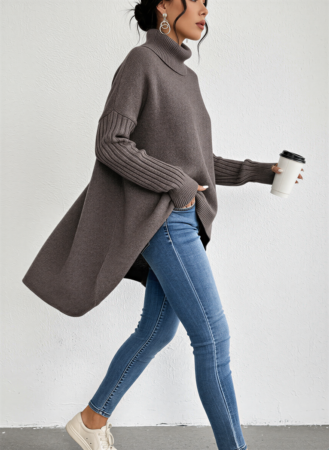 Alice | Women’s Turtleneck Oversized Pocket Sweater