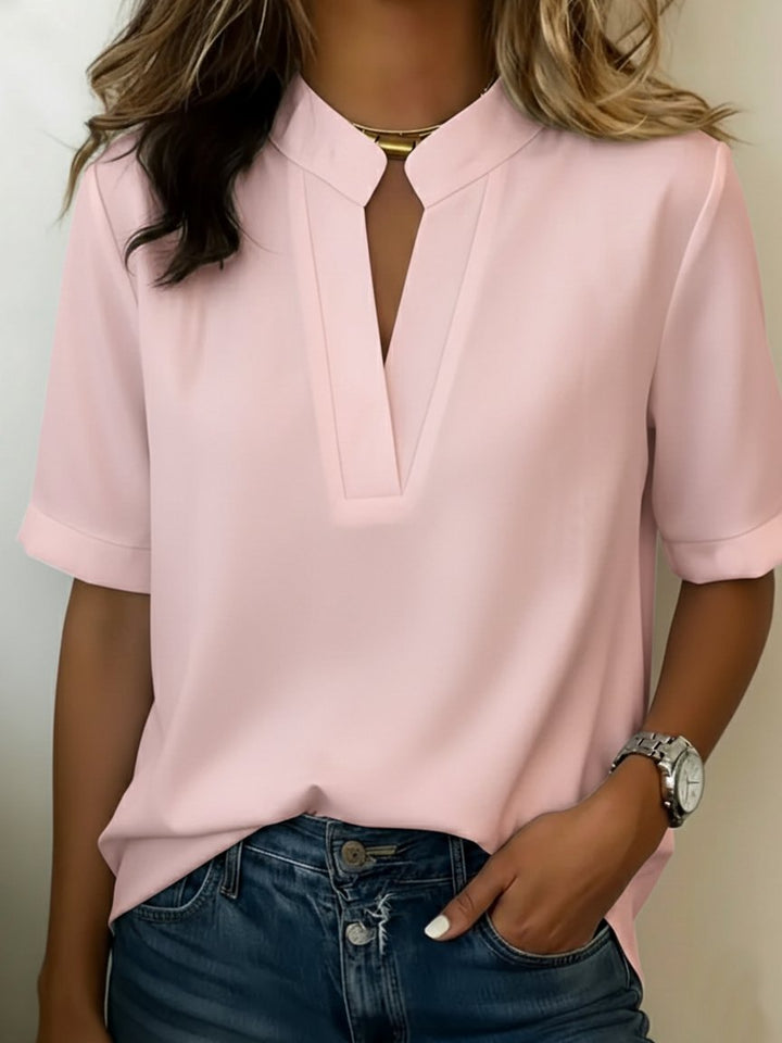 Olivia | V-Neck Short Sleeve Blouse Relaxed Fit Casual Summer Top