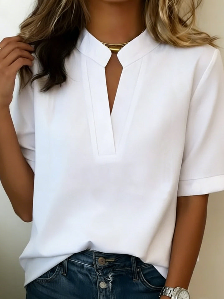 Olivia | V-Neck Short Sleeve Blouse Relaxed Fit Casual Summer Top