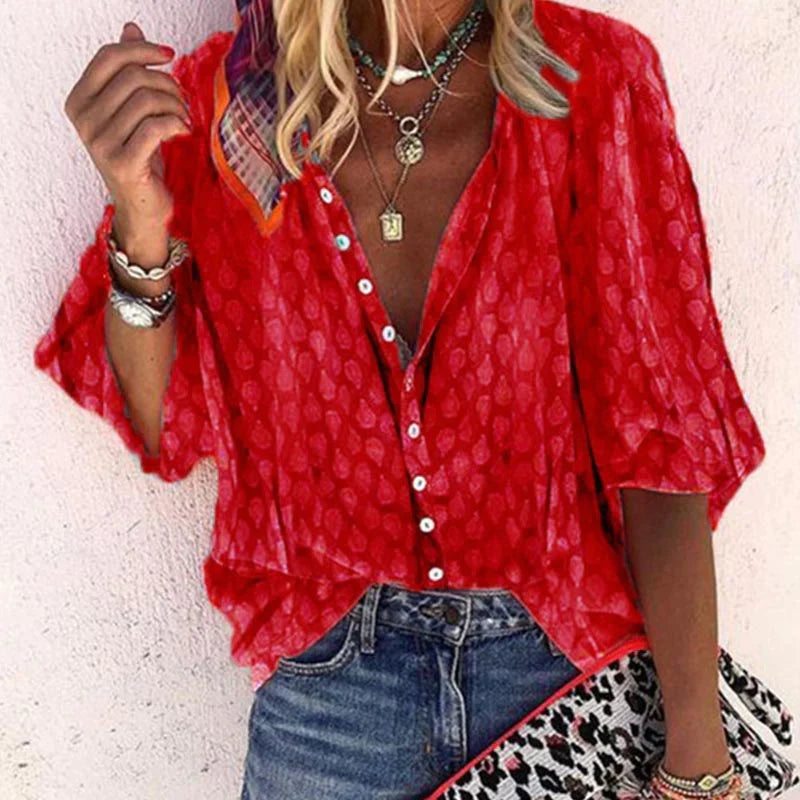 Ava | Women Printed Button Down Casual Blouse