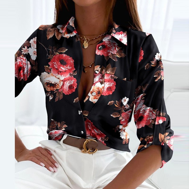 Darcey | Women's Printed Long Sleeve Button Top