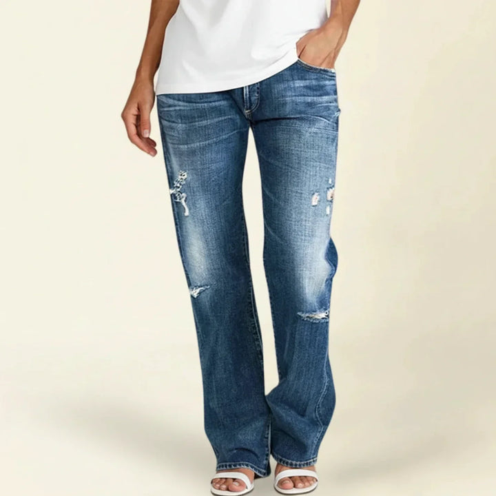 Catherine | Women’s Ripped High Rise Straight Jeans