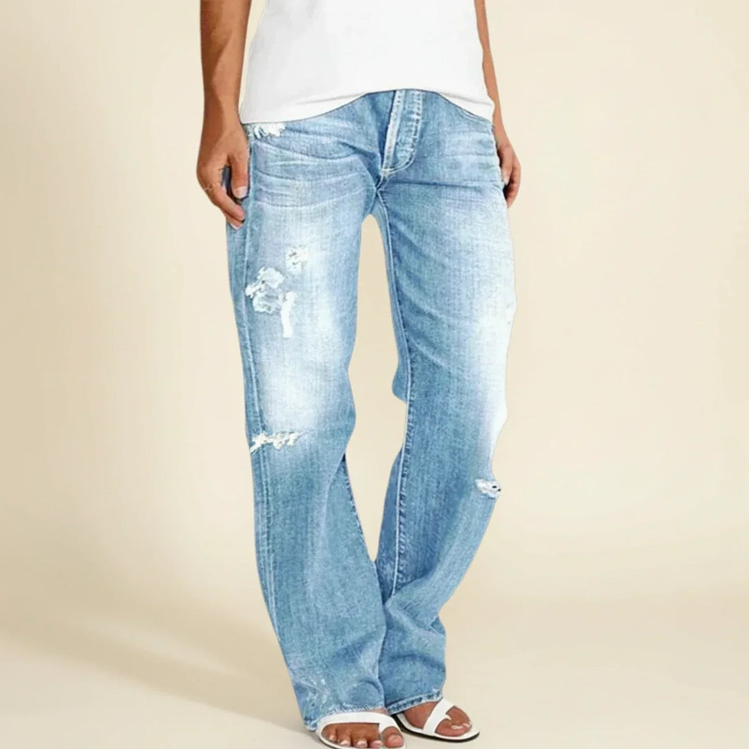 Catherine | Women’s Ripped High Rise Straight Jeans