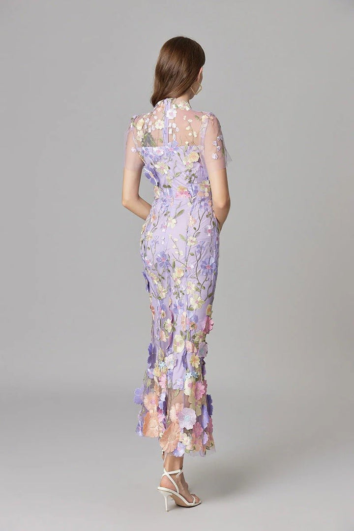 Phoebe | Women's 3D Floral Appliqué Sleeveless Maxi Dress