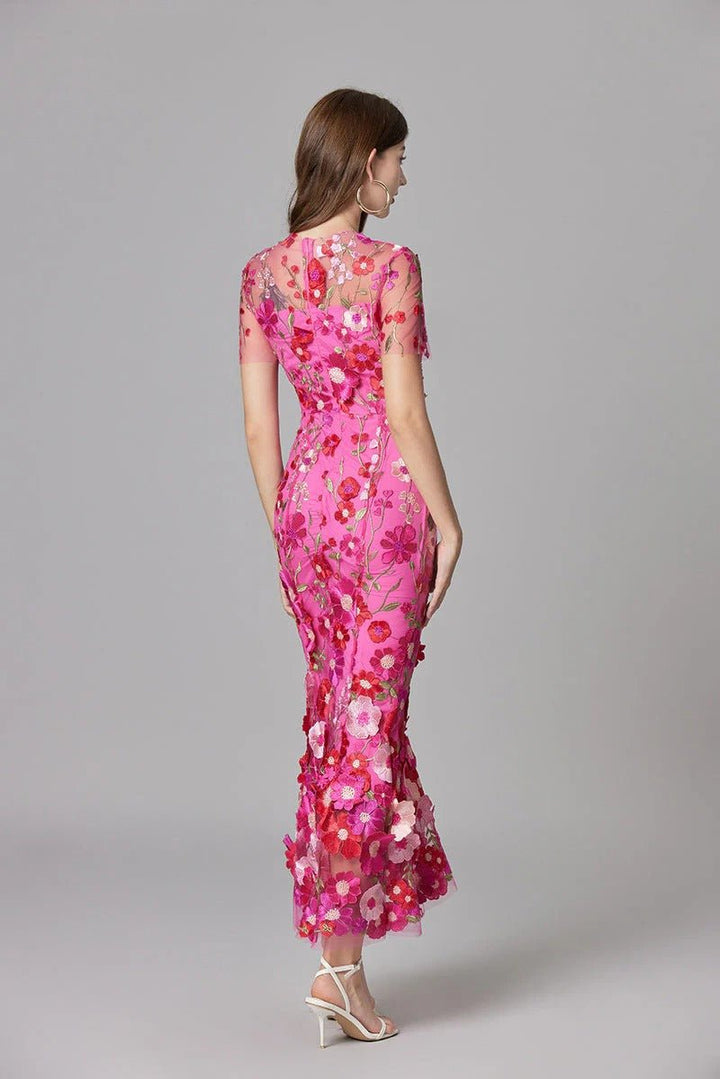 Phoebe | Women's 3D Floral Appliqué Sleeveless Maxi Dress