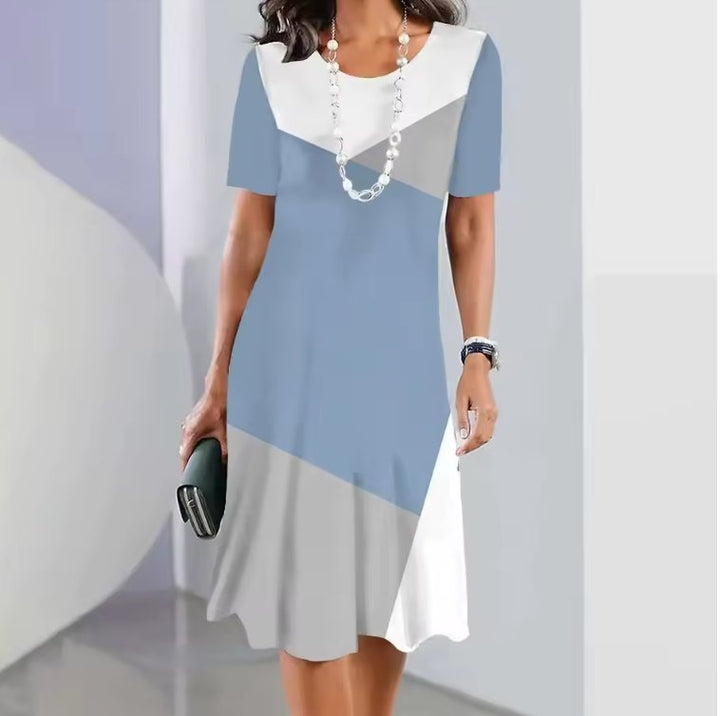 Amelia | Women's A-Line Midi Dress Short Sleeve Round Neck Splatter Print